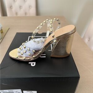 ShuShop clear & gold studded heels *Brand New in Box*